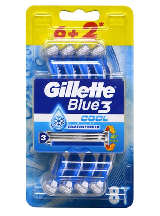 Gillette Blue3 Disposable Razor 6+2 Cool Blister Pack